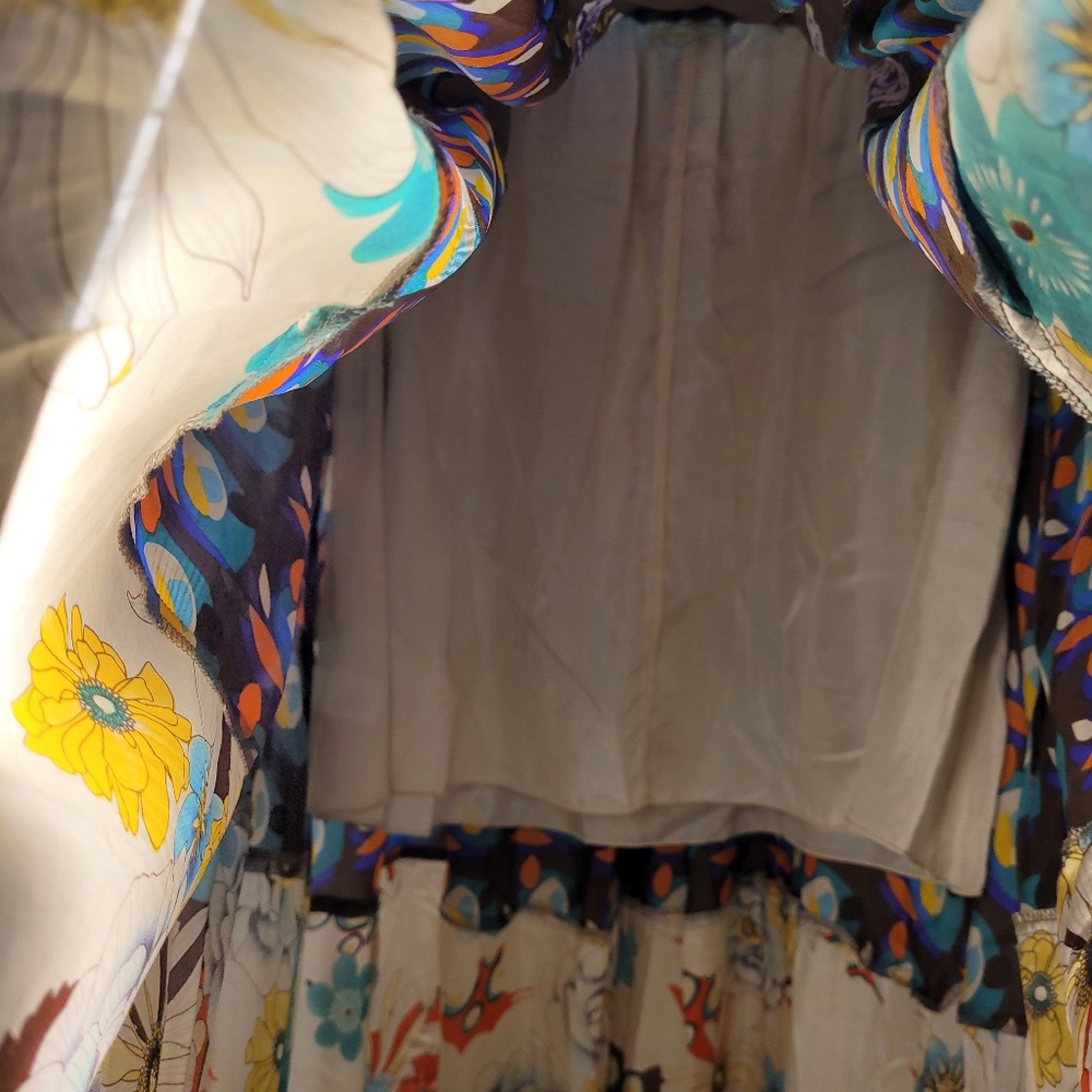Johnny Was 100% Silk Boho Maxi Floral Skirt w/ Silk Lining Size Large - Picture 6 of 13